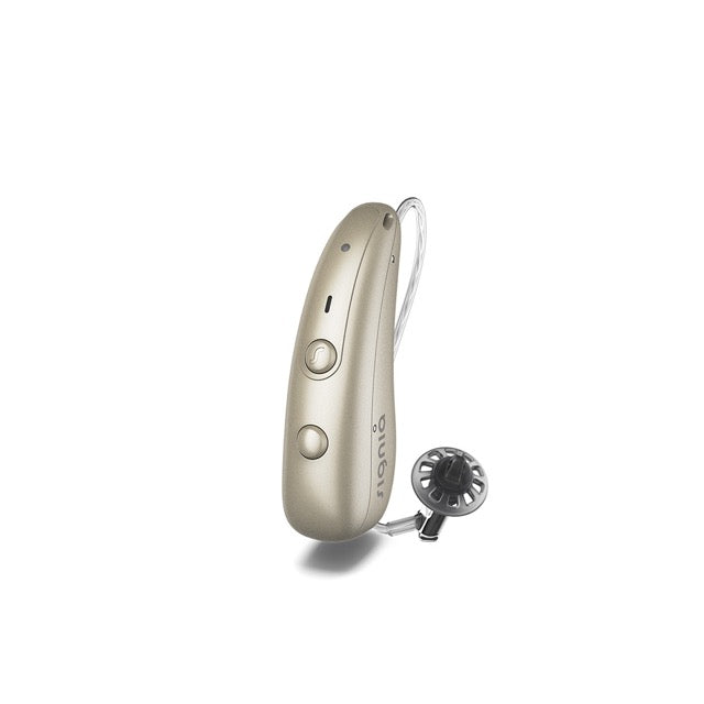 Signia Pure Charge&Go BCT IX Hinter-dem-Ohr-Hörgerät in der Farbe Fine Gold