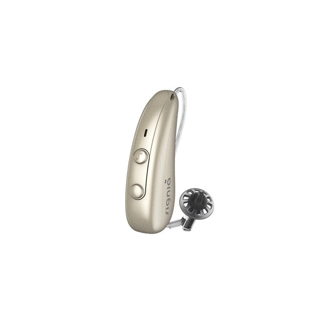 Signia Pure Charge&Go IX Hinter-dem-Ohr-Hörgerät in der Farbe Fine Gold