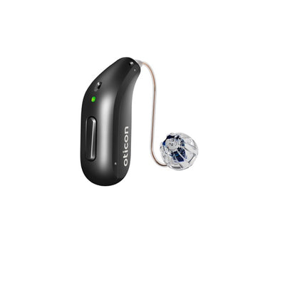 Oticon Intent Hinter-dem-Ohr-Hörgerät in der Farbe Perl-Schwarz
