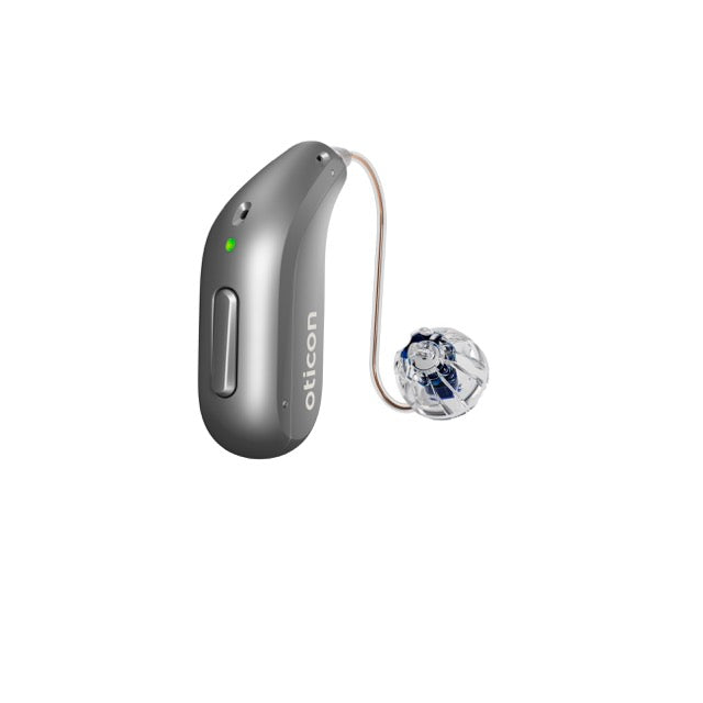 Oticon Intent Hinter-dem-Ohr-Hörgerät in der Farbe Titan
