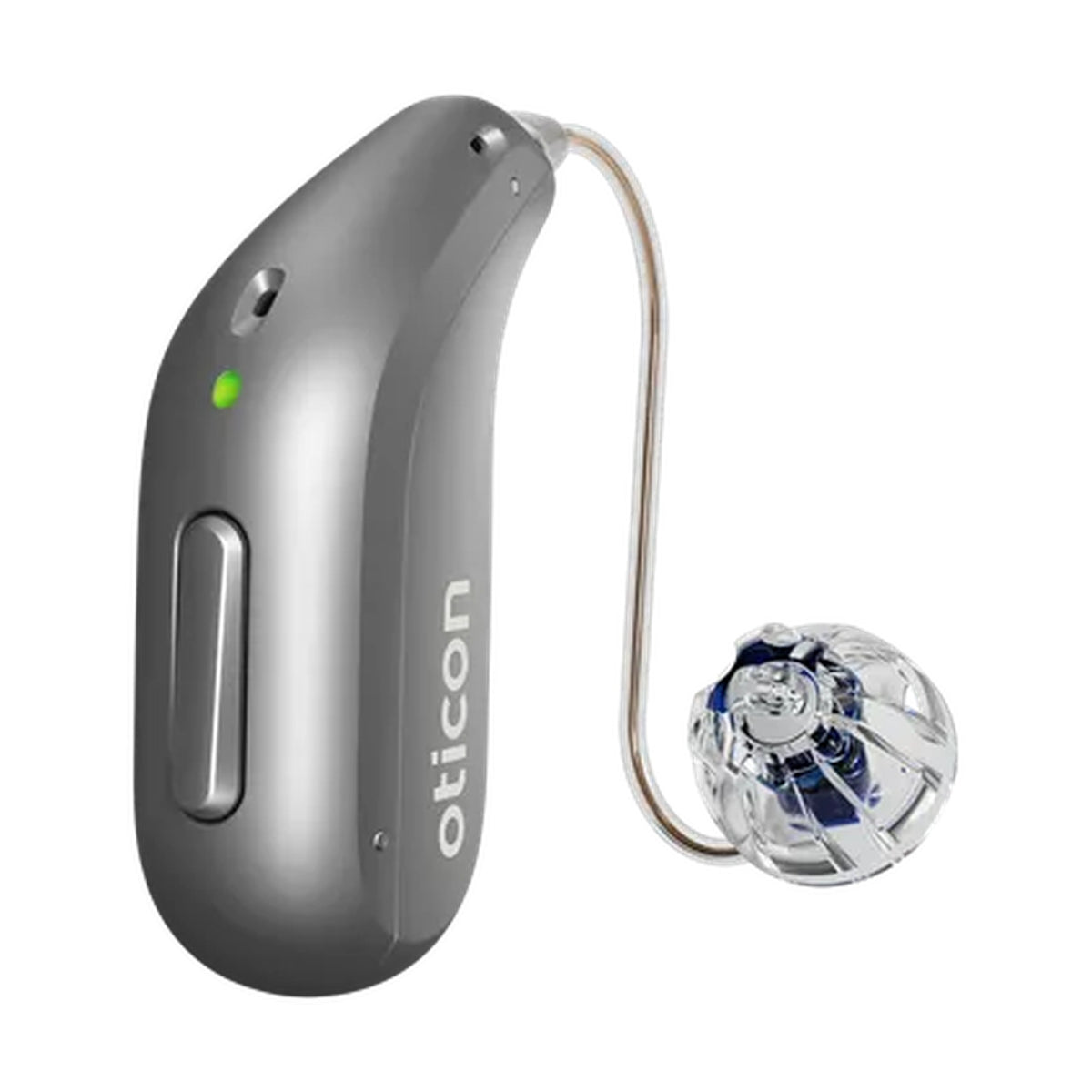 Oticon Reveal Hinter-dem-Ohr-Hörgerät in der Farbe Titan