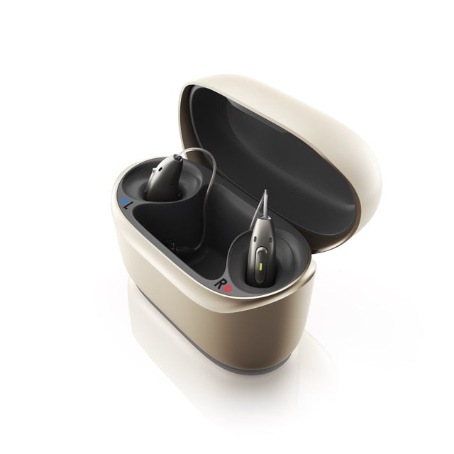 Seitenansicht des Phonak Audeo Infinio Ultra Chargers