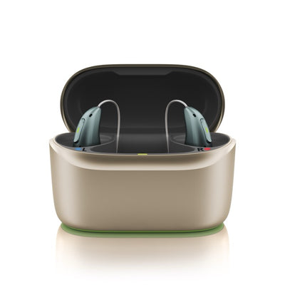 Frontansicht eines Phonak Audeo Infinio Ultra Sphere Chargers