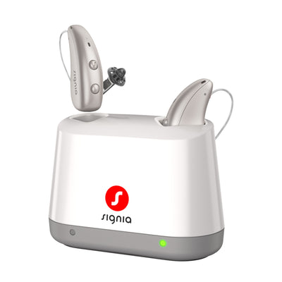 Signia Pure Charge&Go MaX Hinter-dem-Ohr-Hörgerät in Desktop Charger