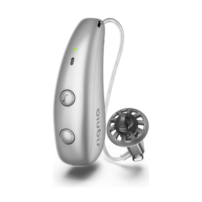 Signia Pure Charge&Go MaX Hinter-dem-Ohr-Hörgerät in der Farbe Silber