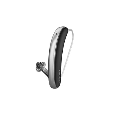 Signia Styletto IX Hinter-dem-Ohr-Hörgerät in der Farbe Schwarz/Silber